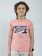 Boys Coral Printed Round Neck Half Sleeve T-Shirt
