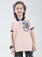Boys Pink Printed Collar Half Sleeve T-Shirt