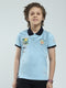 Boys Blue Printed Collar Half Sleeve T-Shirt