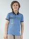 Boys Blue Printed Collar Half Sleeve T-Shirt