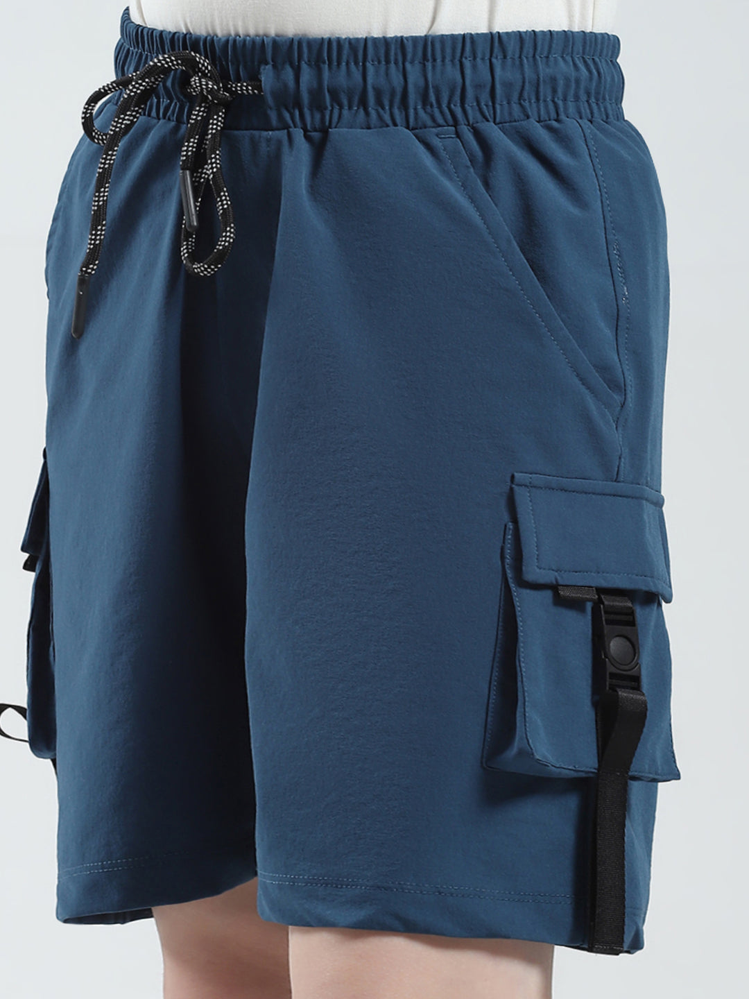 Boys Teal Blue Solid Regular Fit Bermuda