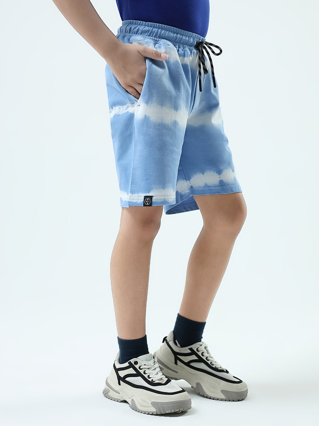 Boys Blue Printed Regular Fit Bermuda