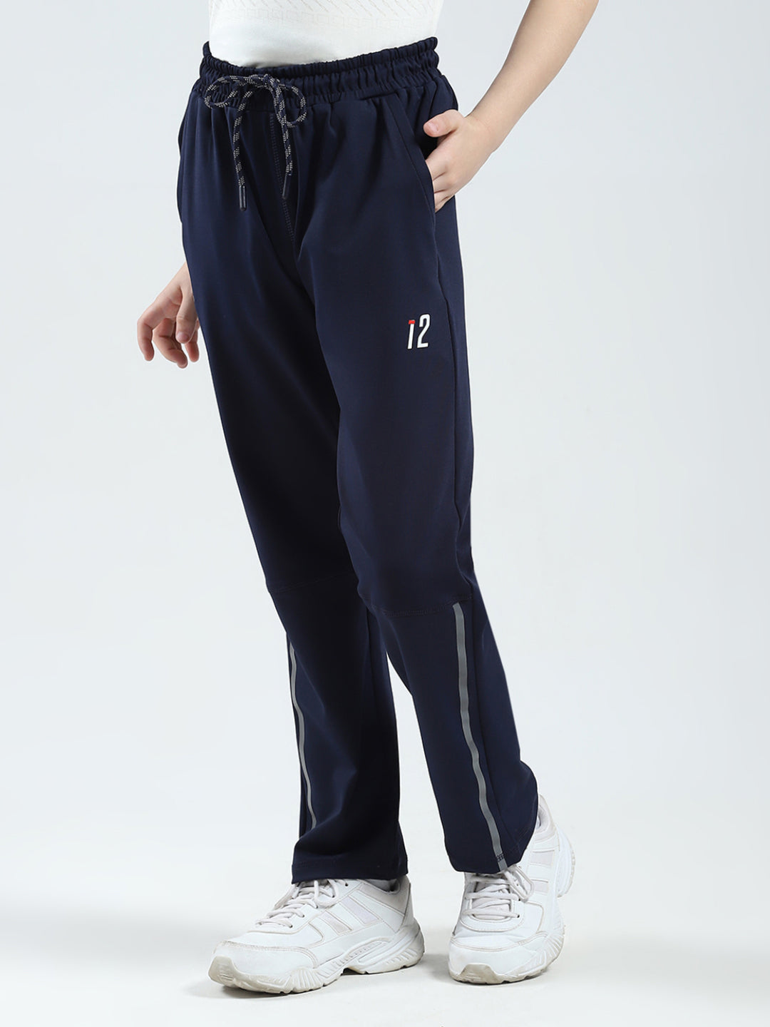Boys Navy Blue Printed Regular Fit Lower