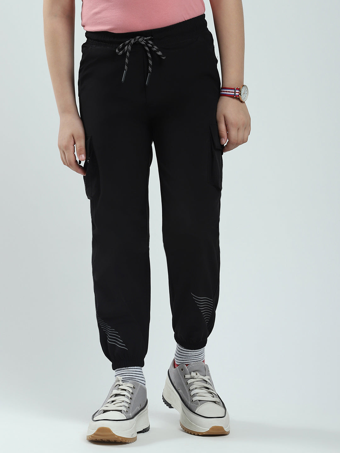 Boys Black Solid Regular Fit Lower