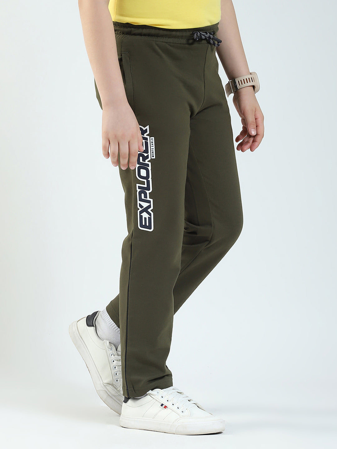 Boys Olive Solid Regular Fit Lower