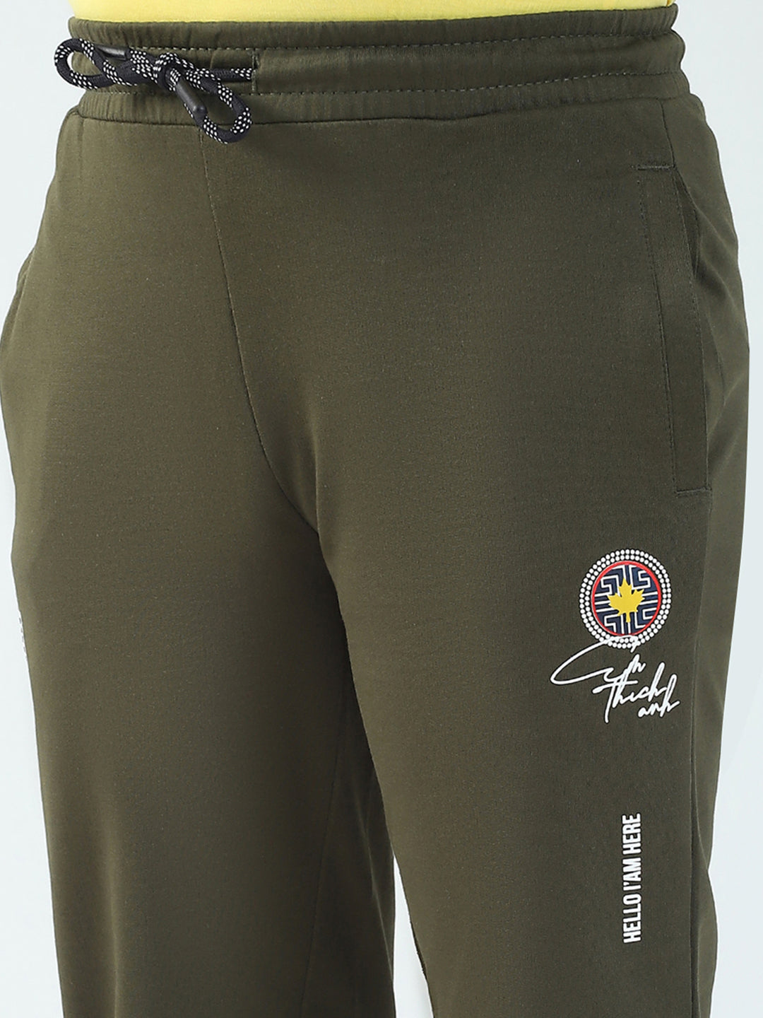Boys Olive Solid Regular Fit Lower