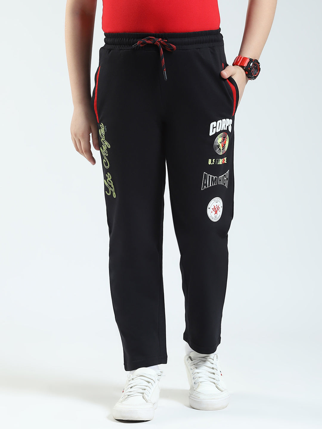 Boys Black Solid Regular Fit Lower