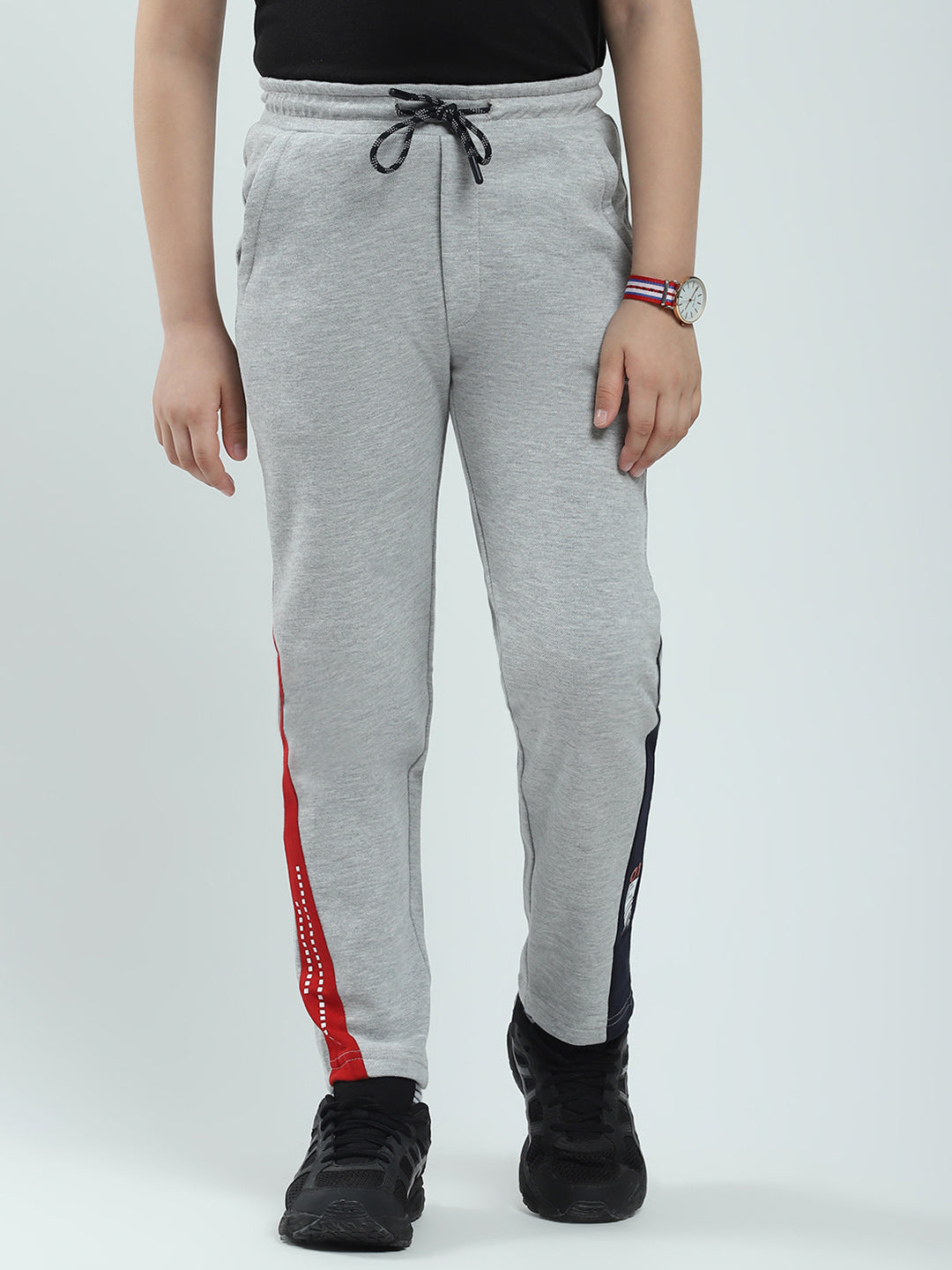 Boys Grey Solid Regular Fit Lower