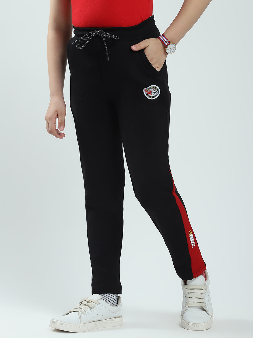 Boys Black Solid Regular Fit Lower