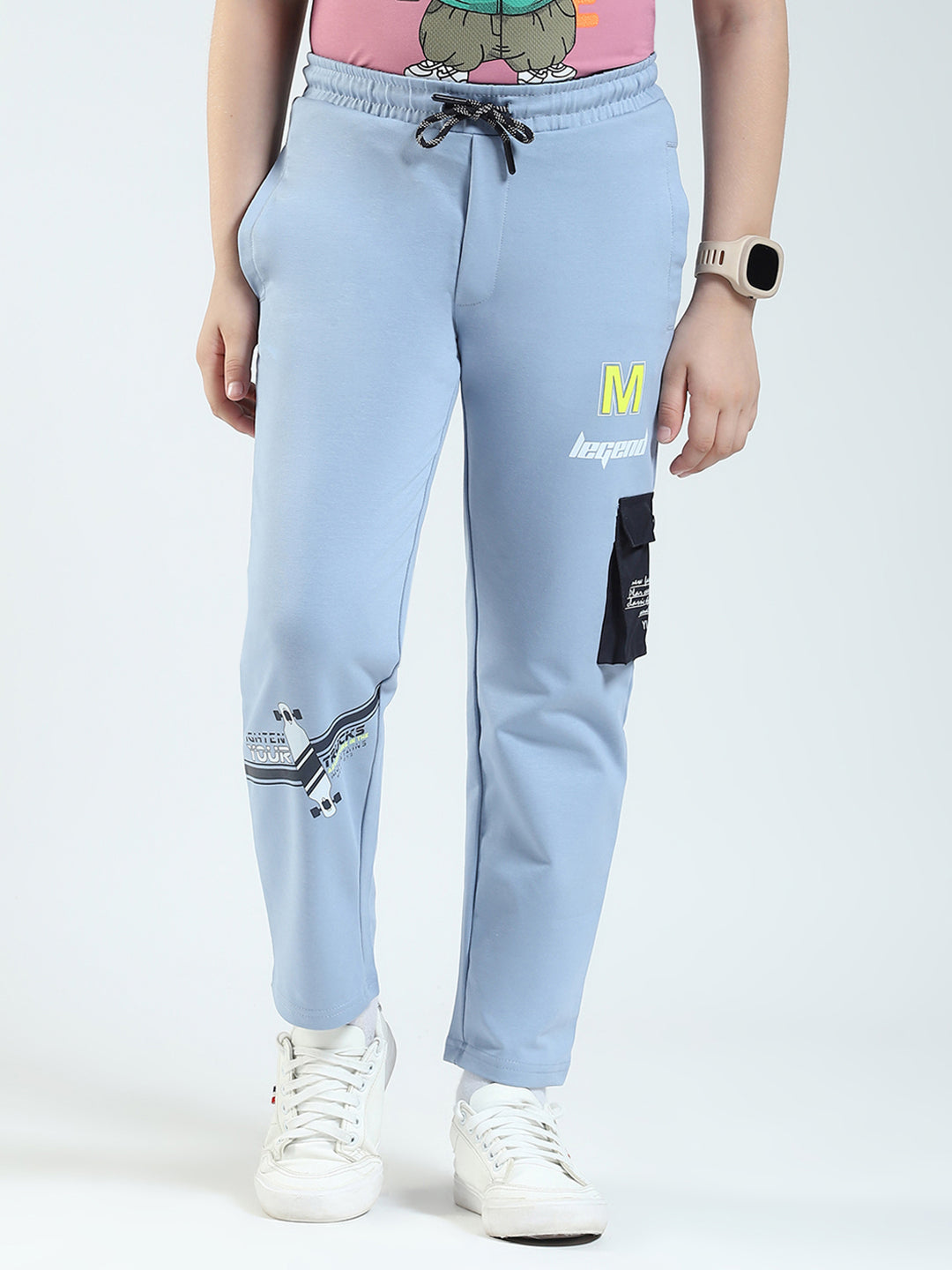 Boys Blue Solid Regular Fit Lower