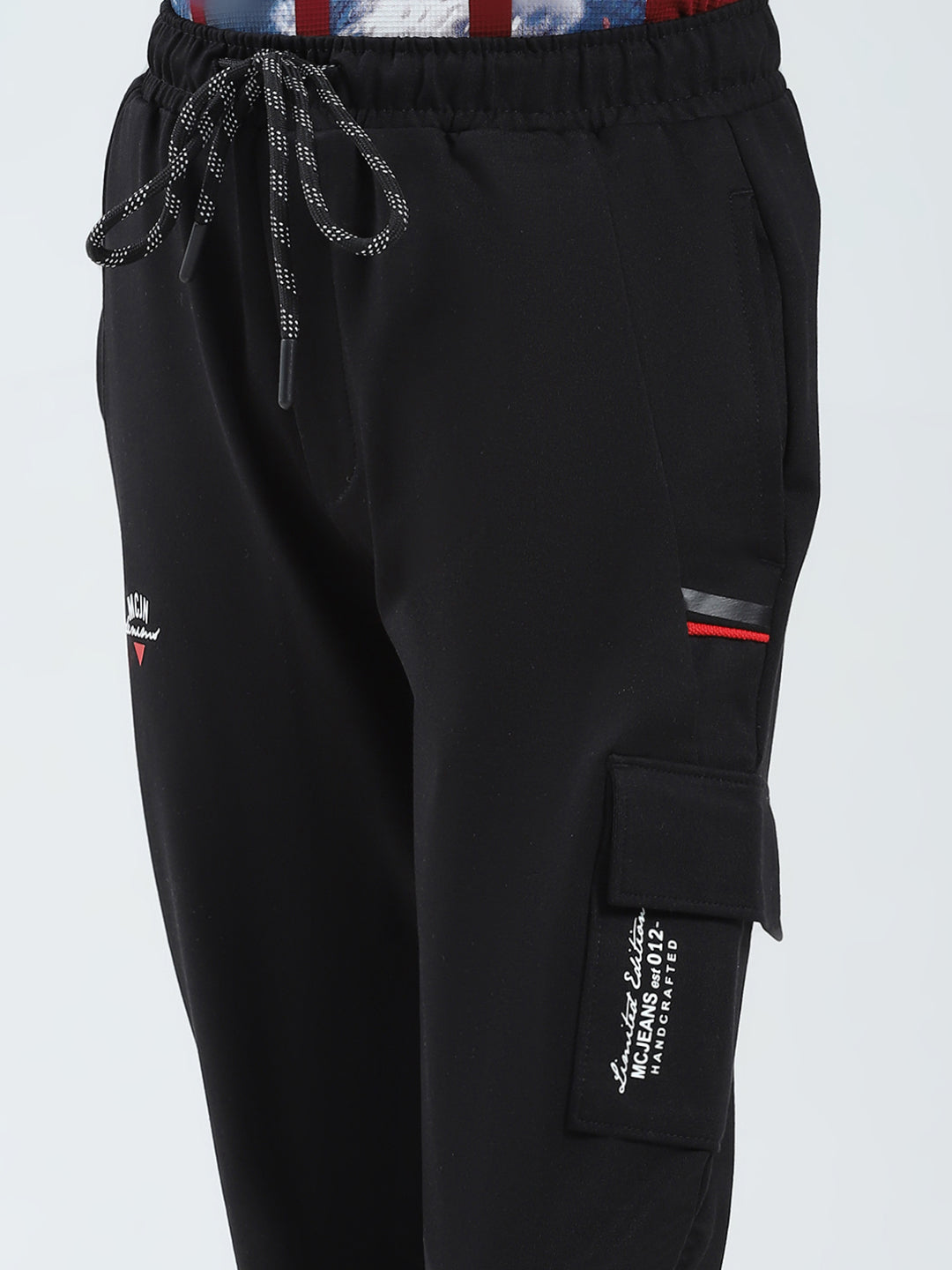 Boys Black Printed Regular Fit Lower