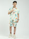 Boys Green Printed Collar Half Sleeve Cords Set