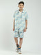Boys Blue Printed Collar Half Sleeve Cords Set