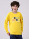 Boys Yellow Printed Round Neck Full Sleeve Sweatshirt