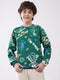 Boys Green Printed Round Neck Full Sleeve Sweatshirt