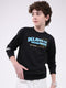 Boys Black Printed Round Neck Full Sleeve Sweatshirt