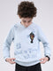 Boys Sky Blue Printed Round Neck Full Sleeve Sweatshirt