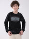 Boys Black Printed Round Neck Full Sleeve Sweatshirt