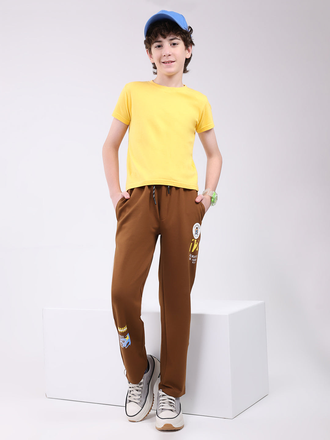 Boys Brown Printed Regular Fit Lower