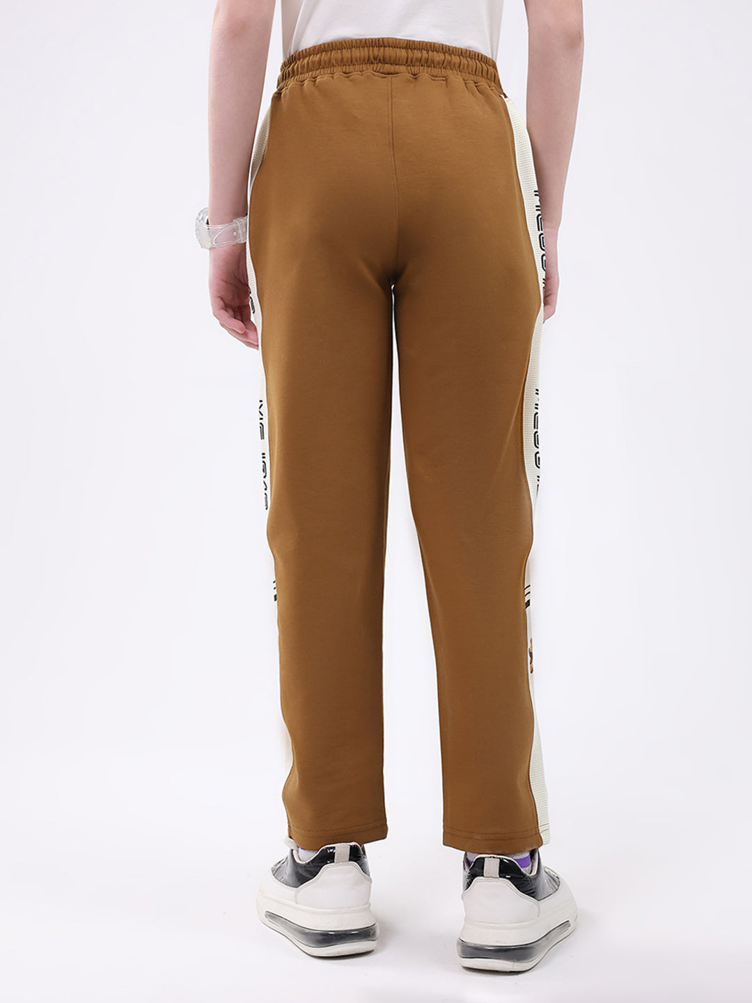 Boys Camel Brown Printed Regular Fit Lower