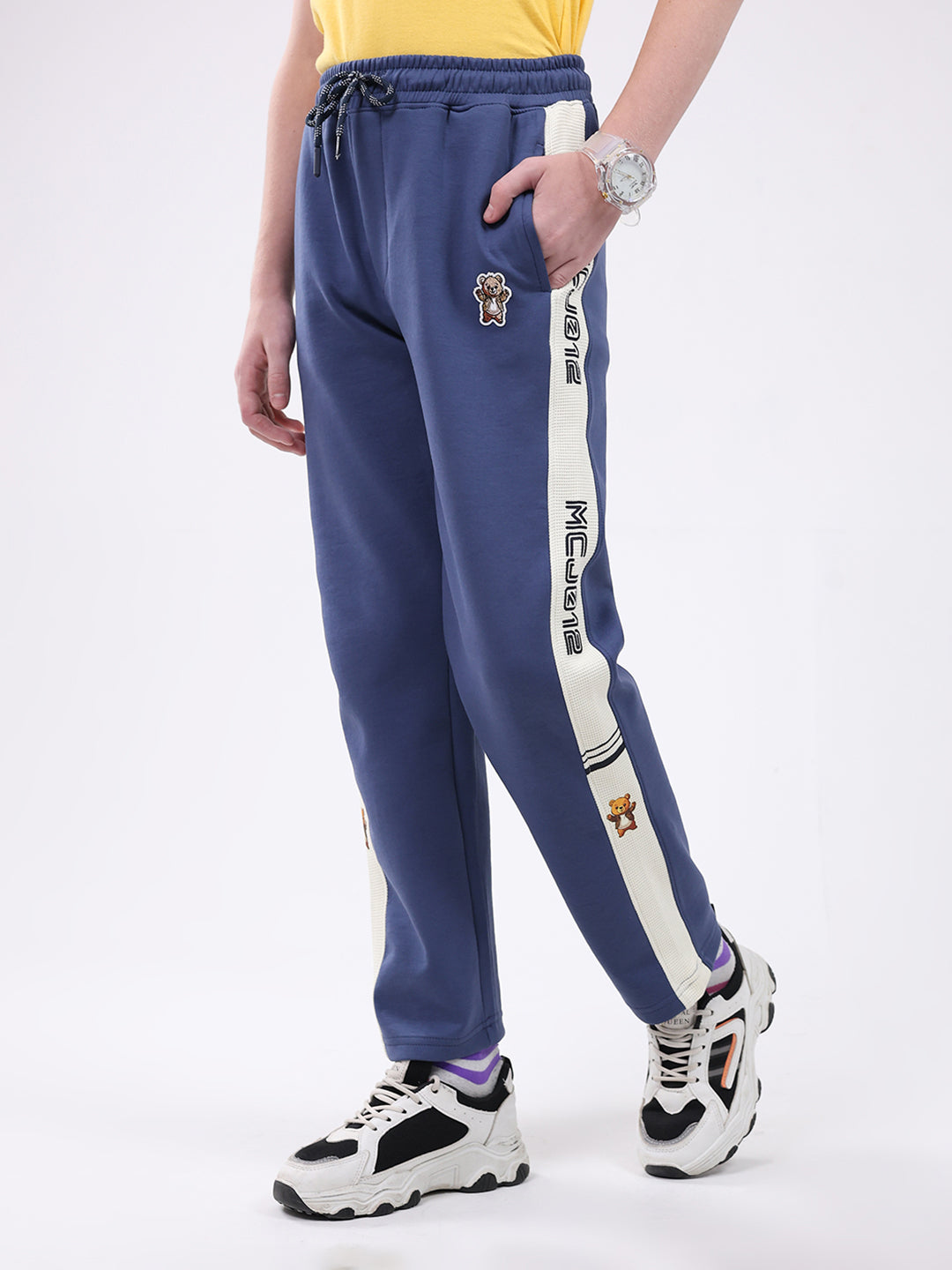 Boys Blue Printed Regular Fit Lower