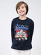 Boys Navy Blue Printed Round Neck Full Sleeve Sweatshirt