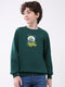 Boys Green Printed Round Neck Full Sleeve Sweatshirt