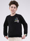 Boys Black Printed Round Neck Full Sleeve Sweatshirt