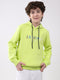 Boys Green Printed Hooded Full Sleeve Sweatshirt