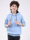Boys Sky Blue Printed Hooded Full Sleeve Sweatshirt