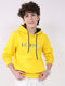 Boys Yellow Printed Hooded Full Sleeve Sweatshirt