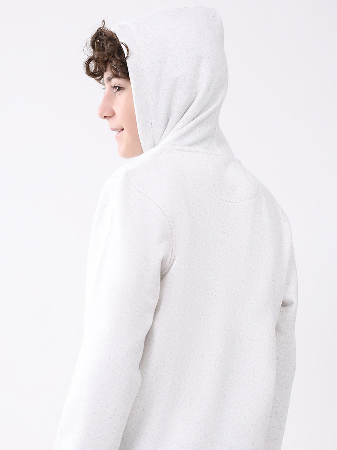 Boys Light Grey Printed Hooded Full Sleeve Sweatshirt