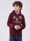 Boys Maroon Printed Hooded Full Sleeve Sweatshirt
