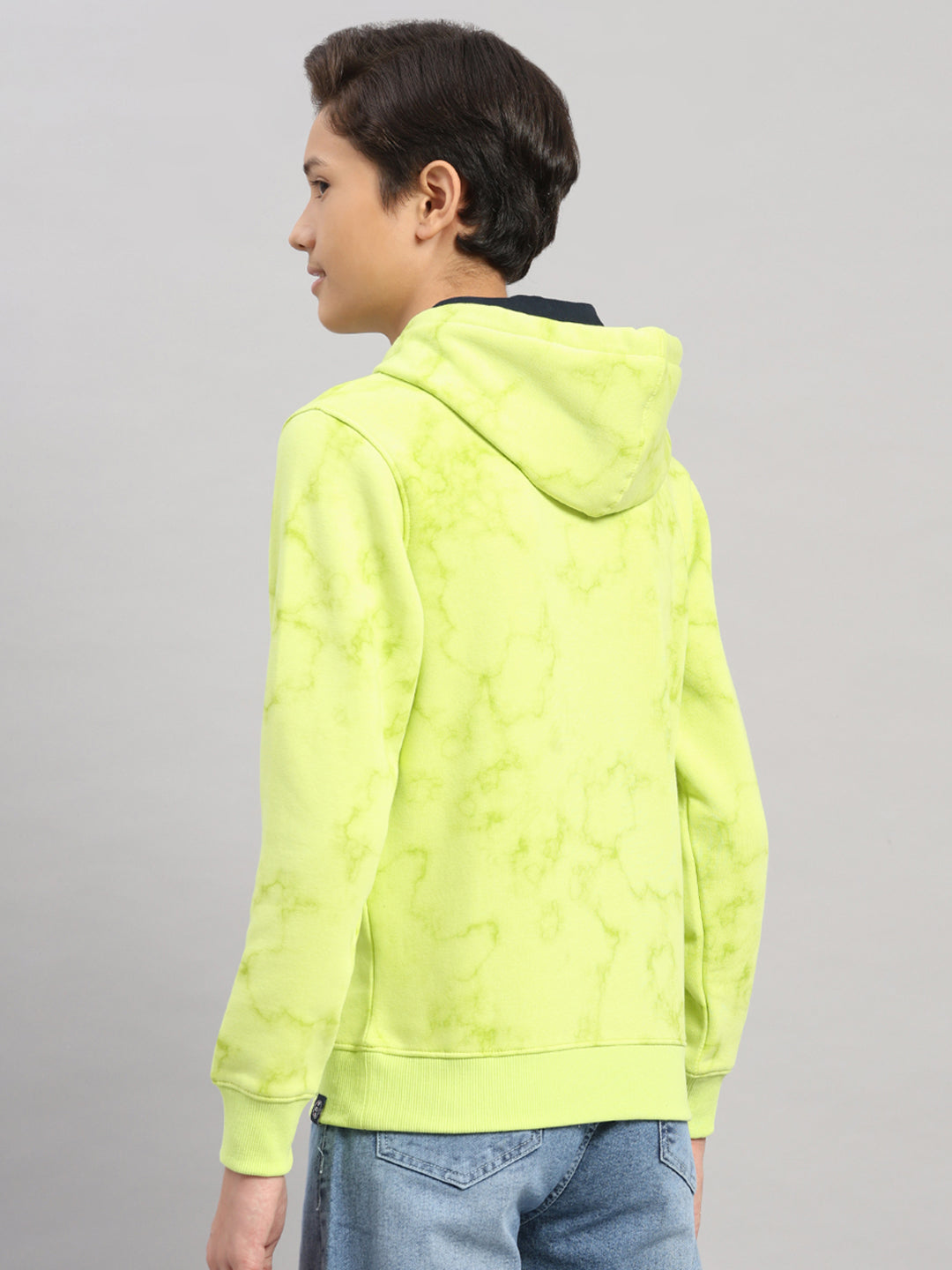 Boys Green Printed Round Neck Full Sleeve Sweatshirt