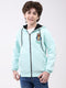 Boys Blue Printed Hooded Full Sleeve Sweatshirt