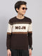 Boys Brown Stripe Round Neck Full Sleeve Pullover
