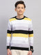 Boys Purple Stripe Round Neck Full Sleeve Pullover