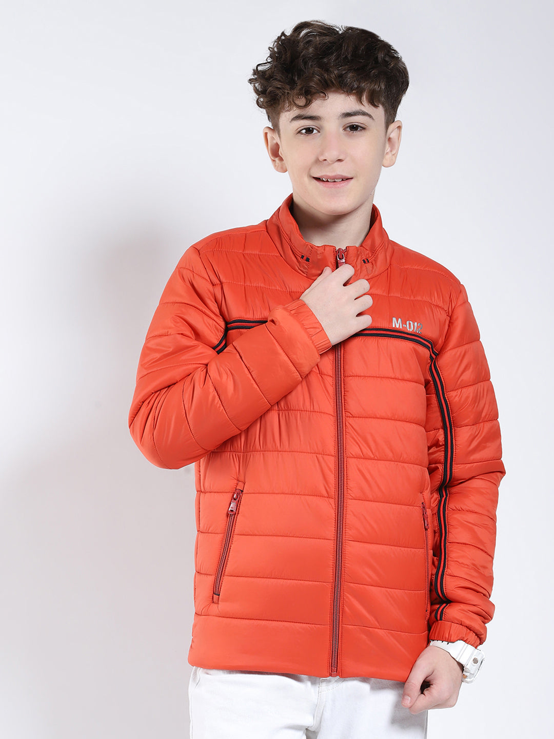 Boys Rust Printed Collar Full Sleeve Boys Jacket