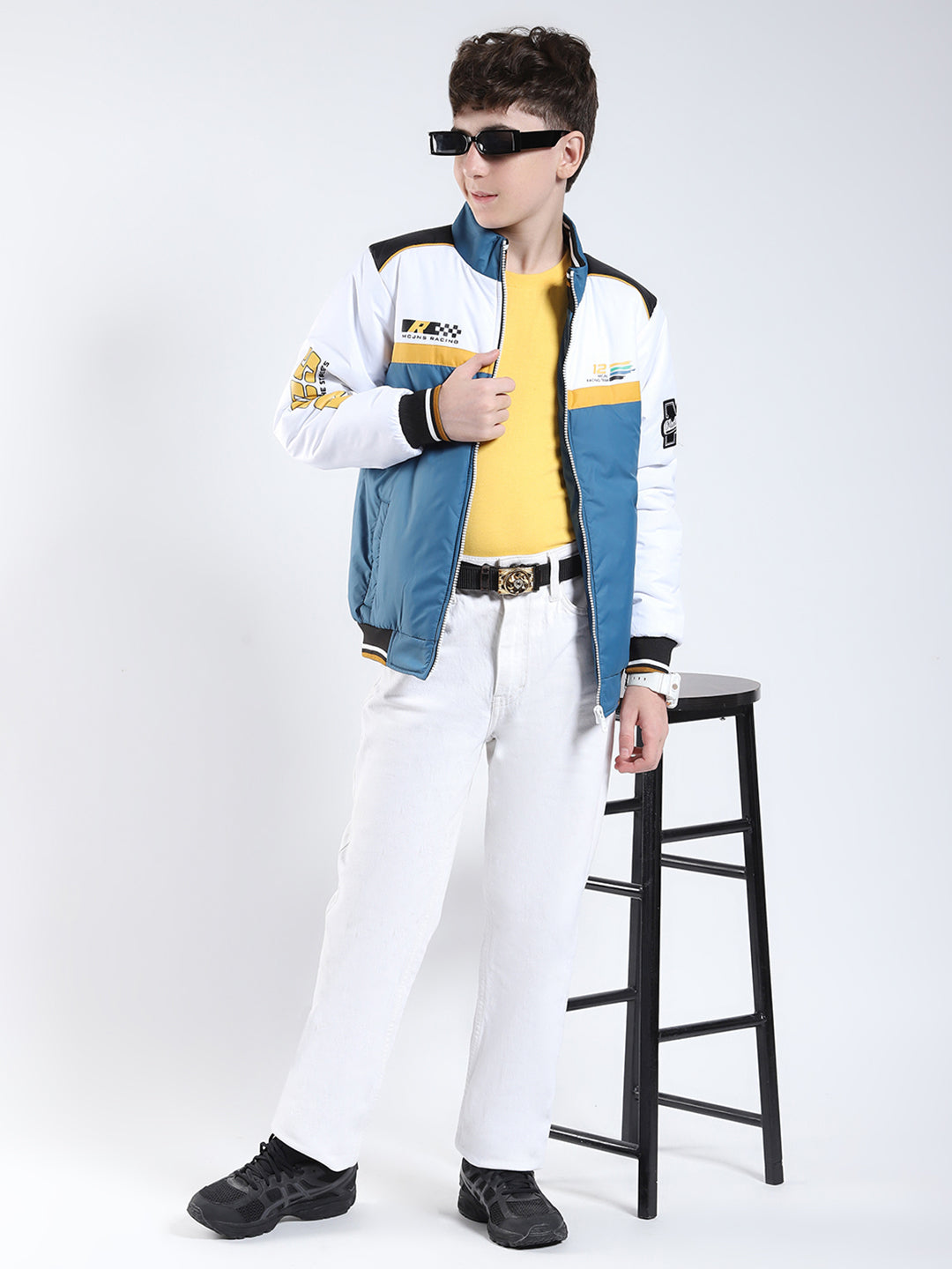 Boys Blue Printed Collar Full Sleeve Boys Jacket