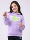 Girls Purple Printed Hooded Full Sleeve Sweatshirt