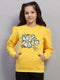 Girls Yellow Printed Round Neck Full Sleeve Sweatshirt