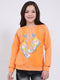 Girls Orange Printed Round Neck Full Sleeve Sweatshirt