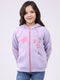 Girls Purple Self Design Hooded Full Sleeve Sweatshirt