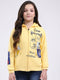 Girls Yellow Printed Hooded Full Sleeve Sweatshirt