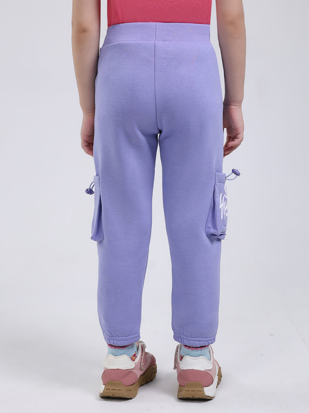 Girls Purple Printed Regular Fit Lower