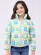 Girls Green Printed Collar Full Sleeve Jacket