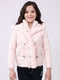 Girls Pink Solid Hooded Full Sleeve Jacket
