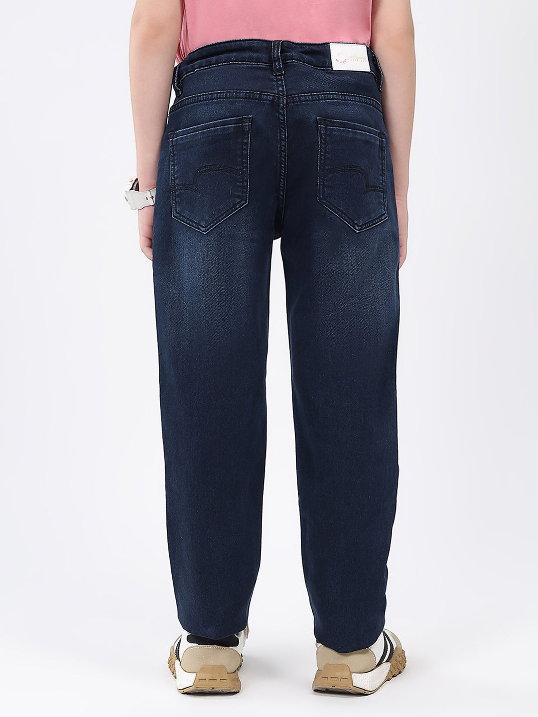Boys Blue Solid Slim Fit Denim
