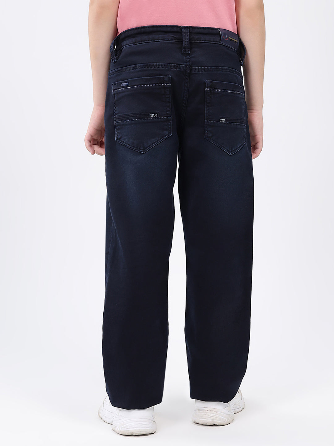 Boys Blue Solid Straight Fit Denim