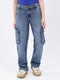 Boys Blue Solid Straight Fit Cargo